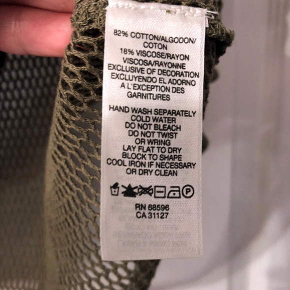 DKNY Jeans Embroidered Mesh Top Size Small Green - Picture 5 of 7